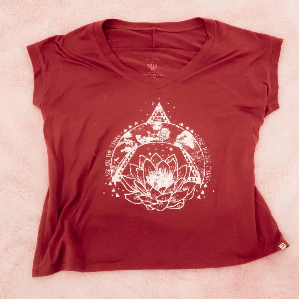 BillaBong maroon/white detailed short sleeve shirt